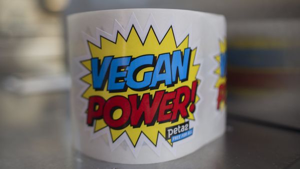 A roll of handout stickers is seen in the Plant Food For People vegan taco trailer, parked on the street on August 5, 2016 in the gentrifying Highland Park section of Los Angeles, California. - Sputnik International