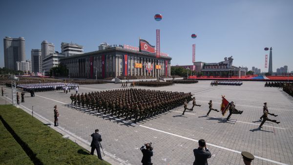 Korean People's Army (KPA) soldiers march during a military parade on Kim Il Sung square in Pyongyang Korean People's Army (KPA) soldiers march during a military parade on Kim Il Sung square in Pyongyang - Sputnik International