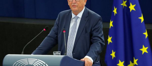 European Commission President Jean-Claude Juncker delivers a speech during a debate on The State of the European Union at the European Parliament in Strasbourg, France, September 12, 2018 - Sputnik International