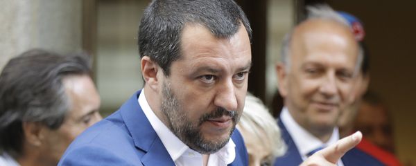 Italian Interior Minister and right-wing League leader Matteo Salvini, gestures as he arrives for a lunch at an hotel in Milan, Italy, Monday, July 2, 2018. The leader of the right-wing party in Italy's populist government told tens of thousands of supporters Sunday he wants to turn next year's European Parliament election into a referendum on immigration and job security Italian Interior Minister and right-wing League leader Matteo Salvini, gestures as he arrives for a lunch at an hotel in Milan, Italy, Monday, July 2, 2018. The leader of the right-wing party in Italy's populist government told tens of thousands of supporters Sunday he wants to turn next year's European Parliament election into a referendum on immigration and job security - Sputnik International