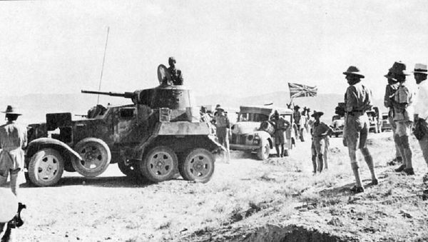 British supply convoy in Iran, headed by Soviet BA-10 armored vehicle - Sputnik International