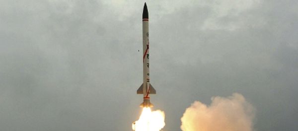 Prahaar, a surface-to-surface missile developed by India's Defense Research and Development Organization is test fired from Balasore in India's eastern Orissa state, Thursday, July 21, 2011 - Sputnik International
