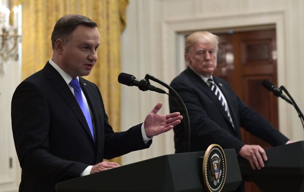 President Donald Trump, right, listens as Polish President Andrzej Duda, left, speaks during a joint news conference in the East Room of the White House in Washington, Tuesday, Sept. 18, 2018 President Donald Trump, right, listens as Polish President Andrzej Duda, left, speaks during a joint news conference in the East Room of the White House in Washington, Tuesday, Sept. 18, 2018 - Sputnik International