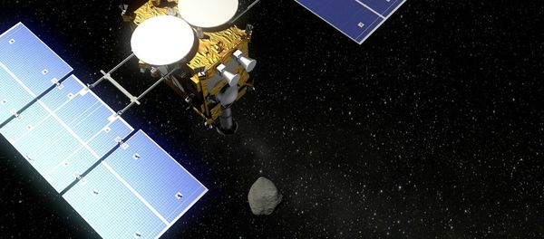 The Hayabusa 2 probe and an asteroid - visualization - Sputnik International