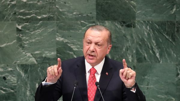 Turkey's President Recep Tayyip Erdogan addresses the 73rd session of the United Nations General Assembly at U.N. headquarters in New York, U.S., September 25, 2018. Turkey's President Recep Tayyip Erdogan addresses the 73rd session of the United Nations General Assembly at U.N. headquarters in New York, U.S., September 25, 2018. - Sputnik International