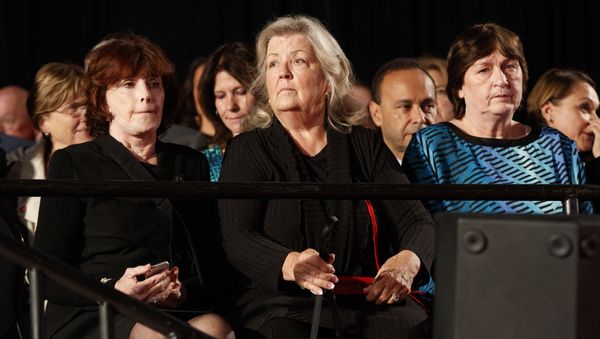 Kathy Shelton, right, Juanita Broaddrick, center, and Kathleen Willey arrive for the second presidential debate between Republican presidential candidate Donald Trump and Democratic presidential candidate Hillary Clinton at Washington University, Sunday, Oct. 9, 2016, in St. Louis. - Sputnik International