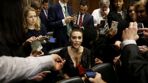 Actress Alyssa Milano is seen ahead of a Senate Judiciary Committee hearing of Dr. Christine Blasey Ford at the Capitol Hill in Washington, U.S., September 27, 2018 Actress Alyssa Milano is seen ahead of a Senate Judiciary Committee hearing of Dr. Christine Blasey Ford at the Capitol Hill in Washington, U.S., September 27, 2018 - Sputnik International