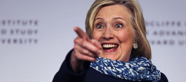 Hillary Clinton points to the audience as she is introduced at Harvard University in Cambridge, Mass., Friday, May 25, 2018. Harvard University's Radcliffe Institute honored Clinton with the 2018 Radcliffe Medal Hillary Clinton points to the audience as she is introduced at Harvard University in Cambridge, Mass., Friday, May 25, 2018. Harvard University's Radcliffe Institute honored Clinton with the 2018 Radcliffe Medal - Sputnik International