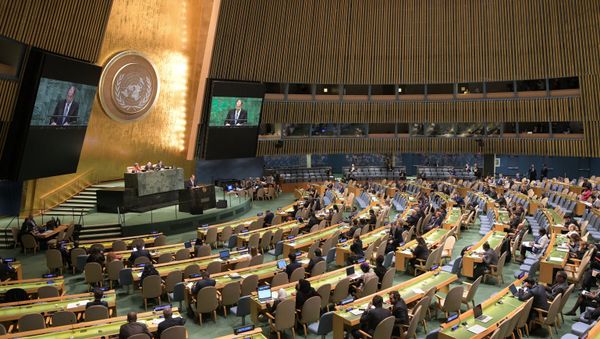 Russian Foreign Minister Sergei Lavrov at the UN General Assembly. - Sputnik International