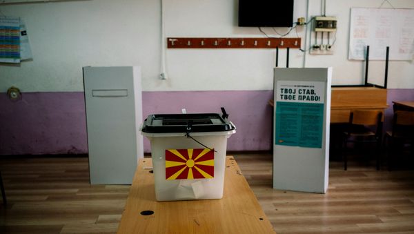 This picture taken on September 30, 2018, shows an empty polling station in the village of Dabilje, during a referendum on whether to change the country's name to Republic of Northern Macedonia. - Sputnik International