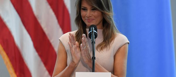 U.S. first lady Melania Trump gives a speech on her initiative Be Best during a reception she is hosting in honor of UNGA attendees at the United States mission to the UN on the sidelines of the United Nations General Assembly in New York City, U.S. September 26, 2018 - Sputnik International