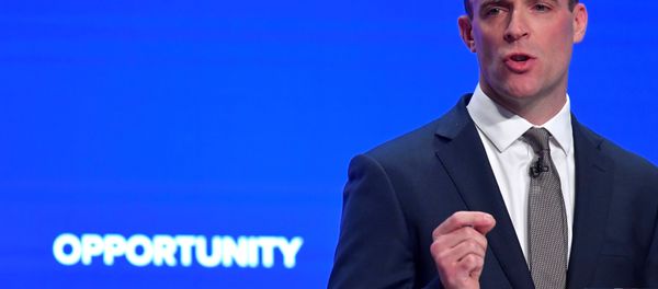 Britain's Secretary of State for Exiting the European Union Dominic Raab delivers his keynote address to the Conservative Party Conference in Birmingham, Britain, October 1, 2018. Britain's Secretary of State for Exiting the European Union Dominic Raab delivers his keynote address to the Conservative Party Conference in Birmingham, Britain, October 1, 2018. - Sputnik International