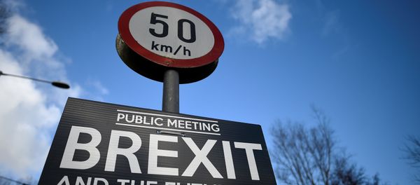 A Brexit sign is seen between Donegal in the Republic of Ireland and Londonderry in Northern Ireland at the border village of Muff, Ireland, February 1, 2018. Picture taken February 1, 2018. A Brexit sign is seen between Donegal in the Republic of Ireland and Londonderry in Northern Ireland at the border village of Muff, Ireland, February 1, 2018. Picture taken February 1, 2018. - Sputnik International