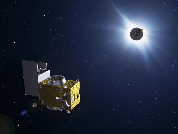 The two satellites of Proba-3 will fly in formation to form an external coronagraph in space, one satellite eclipsing the Sun to allow the second to study the otherwise invisible solar corona. - Sputnik International