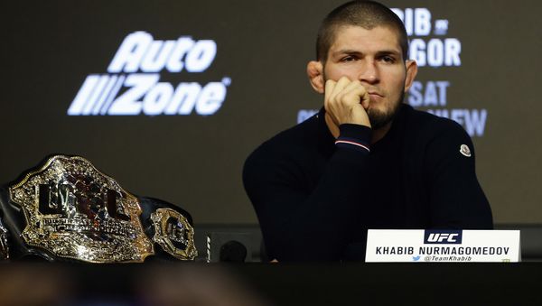 Khabib Nurmagomedov during a press conference for UFC 229 at Radio City Music Hallin New York, Sep. 20, 2018 - Sputnik International