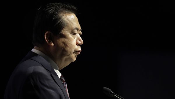 Then Interpol President, Meng Hongwei, delivers his opening address at the Interpol World congress on Tuesday, July 4, 2017, in Singapore - Sputnik International