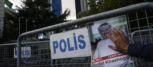 A poster of missing Saudi writer Jamal Khashoggi, on a barrier that blocks the road leading to the Saudi Arabia consulate in Istanbul. A poster of missing Saudi writer Jamal Khashoggi, on a barrier that blocks the road leading to the Saudi Arabia consulate in Istanbul. - Sputnik International