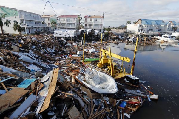 A boat sits amidst debris in the aftermath of Hurricane Michael in Mexico Beach, Fla., Thursday, Oct. 11, 2018. - Sputnik International
