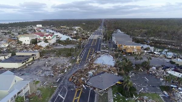 In this image made from video and provided by SevereStudios.com, damage from Hurricane Michael is seen in Mexico Beach, Fla. on Thursday, Oct. 11, 2018. Search-and-rescue teams fanned out across the Florida Panhandle to reach trapped people in Michael's wake Thursday as daylight yielded scenes of rows upon rows of houses smashed to pieces by the third-most powerful hurricane on record to hit the continental U.S. - Sputnik International