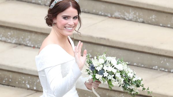 Princess Eugenie of York and Jack Brooksbank after their wedding ceremony at St George’s Chapel, Windsor Castle, near London, England, Friday Oct. 12, 2018.  - Sputnik International