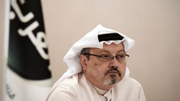 In this file photo taken on December 15, 2014, general manager of Alarab TV, Jamal Khashoggi, looks on during a press conference in the Bahraini capital Manama. In this file photo taken on December 15, 2014, general manager of Alarab TV, Jamal Khashoggi, looks on during a press conference in the Bahraini capital Manama. - Sputnik International