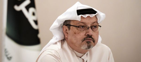 In this file photo taken on December 15, 2014, general manager of Alarab TV, Jamal Khashoggi, looks on during a press conference in the Bahraini capital Manama. In this file photo taken on December 15, 2014, general manager of Alarab TV, Jamal Khashoggi, looks on during a press conference in the Bahraini capital Manama. - Sputnik International