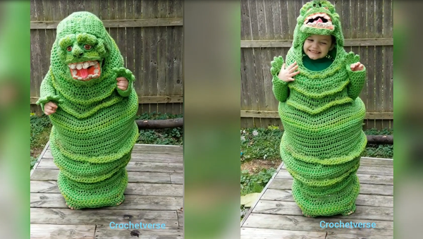 Crochet Queen: Mother Crafts Unique Slimer ‘Ghostbusters’ Costume for Son - Sputnik International