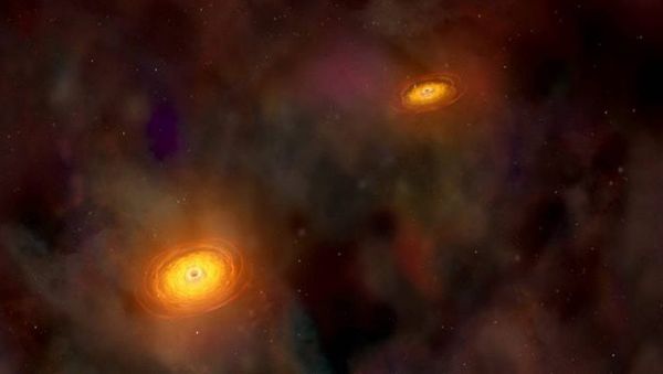 Illustration of supermassive black hole pair Illustration of supermassive black hole pair - Sputnik International