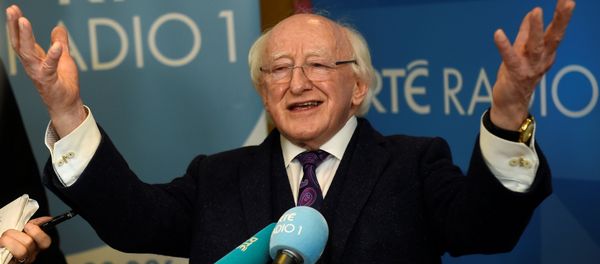 Ireland's presidential candidate President Michael D. Higgins speaks to media after a presidential debate on RTÉ Radio 1 in Dublin Ireland's presidential candidate President Michael D. Higgins speaks to media after a presidential debate on RTÉ Radio 1 in Dublin - Sputnik International