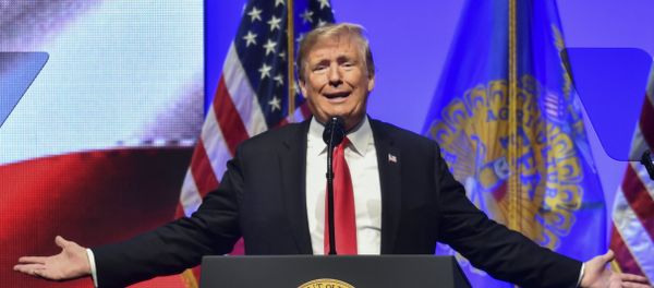 US President Donald Trump speaks at the 91st Annual Future Farmers of America Convention and Expo at Bankers Life Fieldhouse on October 27, 2018 in Indianapolis, Indiana. US President Donald Trump speaks at the 91st Annual Future Farmers of America Convention and Expo at Bankers Life Fieldhouse on October 27, 2018 in Indianapolis, Indiana. - Sputnik International