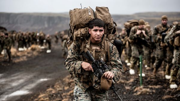 U.S. Marines with the 24th Marine Expeditionary Unit (MEU) conduct cold weather training during NATO’s Exercise Trident Juncture 2018 in Iceland October 19, 2018. Picture taken October 19, 2018 - Sputnik International