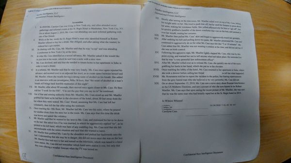 Document provided by Surefire Intelligence, a seemingly fake private intelligence firm run by conspiracy theorist Jacob Wohl, accuses special counsel Robert Mueller of raping a woman in New York City in 2010. Document provided by Surefire Intelligence, a seemingly fake private intelligence firm run by conspiracy theorist Jacob Wohl, accuses special counsel Robert Mueller of raping a woman in New York City in 2010. - Sputnik International