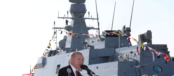 Turkish President Erdogan speaks during a ceremony at a shipyard Turkish President Erdogan speaks during a ceremony at a shipyard - Sputnik International