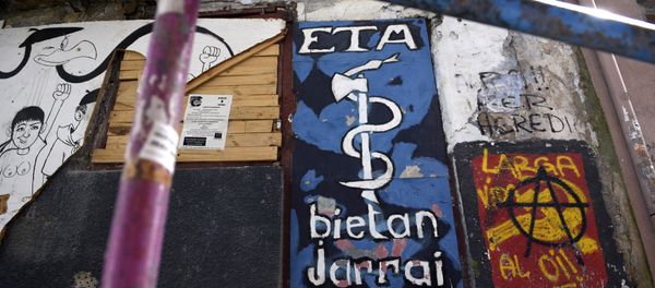 Picture shows a graffiti representing the logo of the armed Basque separatist group ETA in the northern Spanish Basque village of Bermeo Picture shows a graffiti representing the logo of the armed Basque separatist group ETA in the northern Spanish Basque village of Bermeo - Sputnik International