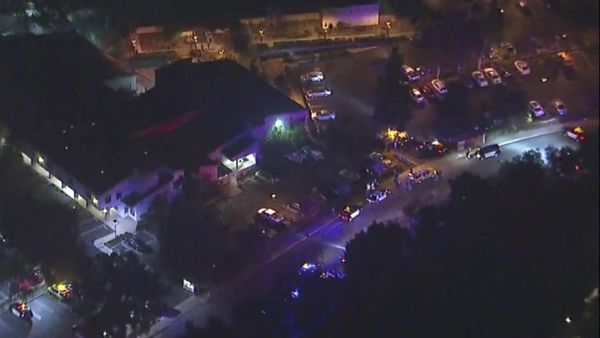 In this image made from aerial video, police vehicles line a road in the vicinity of a shooting in Thousand Oaks, California, early Thursday, Nov. 8, 2018 - Sputnik International