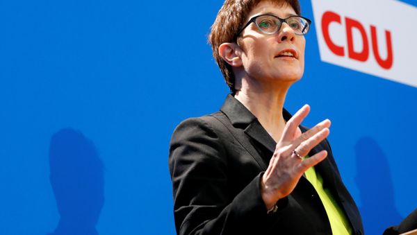 Chancellor Angela Merkel's protege, Annegret Kramp-Karrenbauer, addresses a news conference to promote her candidacy to succeed the German leader as chief of their conservative Christian Democrats (CDU) in Berlin, Germany, November 7, 2018 Chancellor Angela Merkel's protege, Annegret Kramp-Karrenbauer, addresses a news conference to promote her candidacy to succeed the German leader as chief of their conservative Christian Democrats (CDU) in Berlin, Germany, November 7, 2018 - Sputnik International