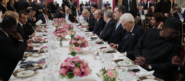 Russian President Vladimir Putin during a working lunch hosted by French President Emmanuel Macron for heads of state and government invited to attend events to mark 100 years since the end of WWI. Russian President Vladimir Putin during a working lunch hosted by French President Emmanuel Macron for heads of state and government invited to attend events to mark 100 years since the end of WWI. - Sputnik International