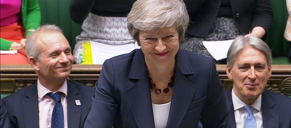 A still image from a video footage shows Britain's Prime Minister Theresa May speaking during Prime Minister's Questions in the House of Commons, in central London, Britain November 14, 2018 - Sputnik International