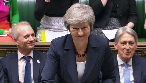 A still image from a video footage shows Britain's Prime Minister Theresa May speaking during Prime Minister's Questions in the House of Commons, in central London, Britain November 14, 2018 - Sputnik International