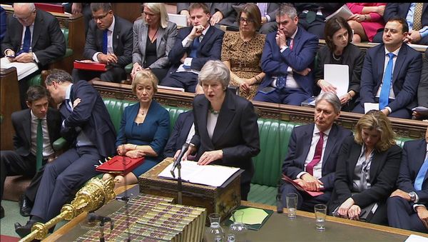A still image from video footage shows Britain's Prime Minister Theresa May speak about Brexit, in the House of Commons, in central London - Sputnik International