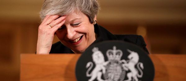 Britain's Prime Minister Theresa May reacts during a news conference at Downing Street in London, Britain November 15, 2018 - Sputnik International
