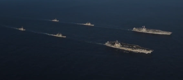 US Navy aircraft carriers John C. Stennis and Ronald Reagan drill with their battle groups in the Philippine Sea US Navy aircraft carriers John C. Stennis and Ronald Reagan drill with their battle groups in the Philippine Sea - Sputnik International