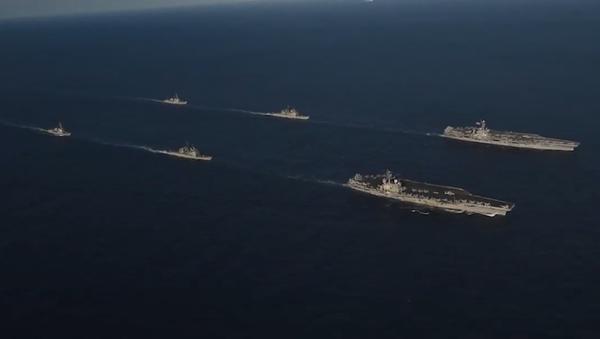 US Navy aircraft carriers John C. Stennis and Ronald Reagan drill with their battle groups in the Philippine Sea - Sputnik International