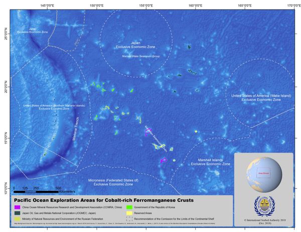 A map showing areas of international waters in the Pacific Ocean where the ISA has granted exploration contracts for deep sea mining - Sputnik International
