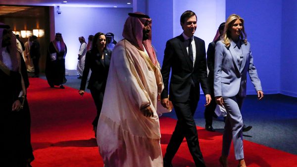 Saudi Arabia's Deputy Crown Prince Mohammed bin Salman escorts White House senior advisor Jared Kushner and his wife White House senior advisor Ivanka Trump at the Global Center for Combatting Extremist Ideology in Riyadh, Saudi Arabia May 21, 2017 - Sputnik International
