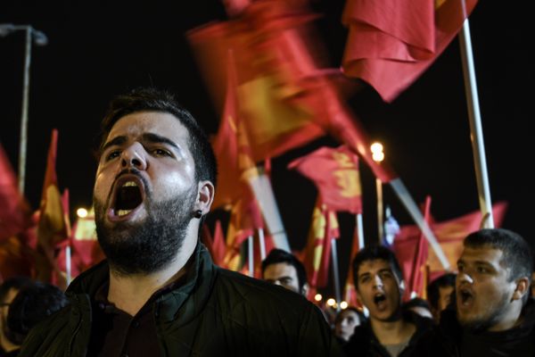 In October 2018 Greek Communist Party (KKE) supporters protest against more US forces being stationed in Greece - Sputnik International