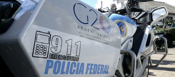 A motorcycle of the Argentine Federal Police with the G20 logo. A motorcycle of the Argentine Federal Police with the G20 logo. - Sputnik International