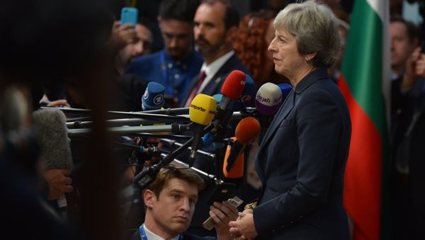 Britain's Prime Minister Theresa May arrives at the European Council meeting, in Brussels, Belgium, October 17, 2018. - Sputnik International