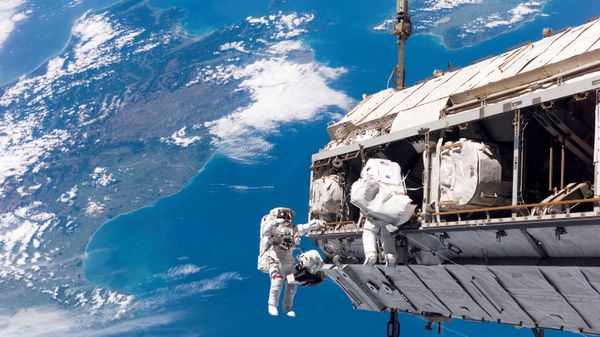 ISS astronauts adjust truss above New Zealand - Sputnik International