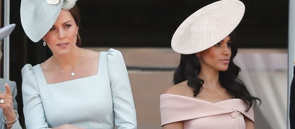 Britain's Kate, the Duchess of Cambridge, left, and Meghan, the Duchess of Sussex attend the annual Trooping the Colour Ceremony in London, Saturday, June 9, 2018.(AP Photo/Frank Augstein) - Sputnik International
